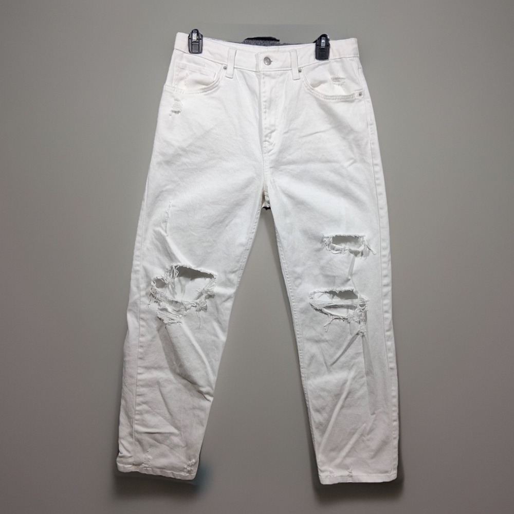 Wild Fable Womens White High Rise Dad Jeans Distressed Ripped Size 10 331042477 - Picture 2 of 14